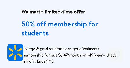 Calling All Students! Walmart Is Offering A Fantastic Deal Where You Can Get 50% Off An Annual Walmart+ Membership.