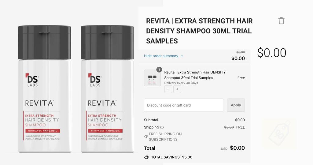 Free Revita Extra Strength Shampoo Trial With Free Shipping!