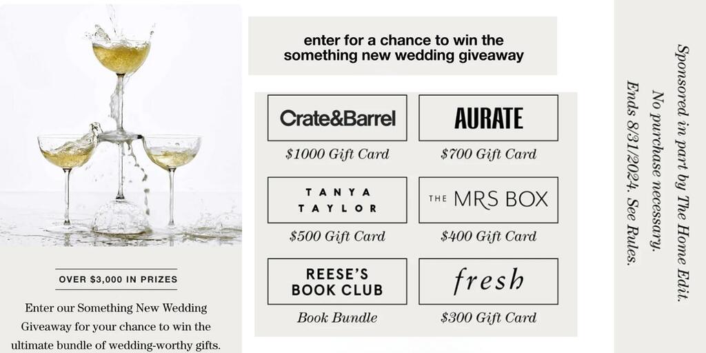 Crate &Amp; Barrel Something New Wedding Giveaway