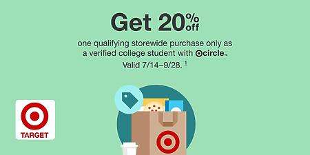 20% Off Entire Purchase Coupon At Target For College Students