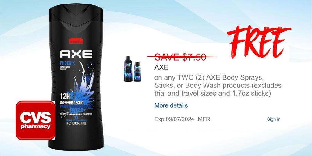 Free Axe Body Wash At Cvs – Money Maker Deal!