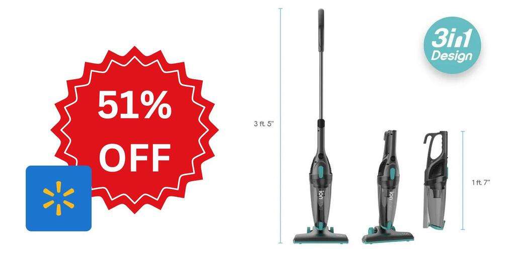 Ionvac 3-In-1 Lightweight Corded Stick Vacuum For Only $24.17 At Walmart (Regularly $49)