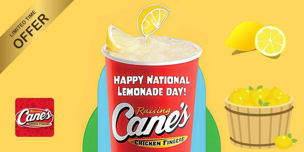 Free 22 Oz. Lemonade At Raising Cane’s Today August 20Th