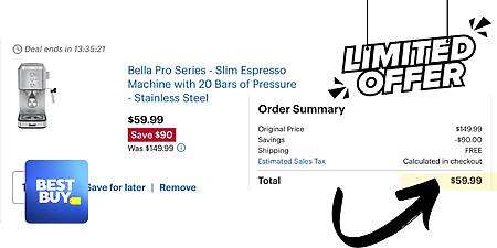 Bella Pro Series Slim Espresso Machine Only $59.99 (Reg $150)