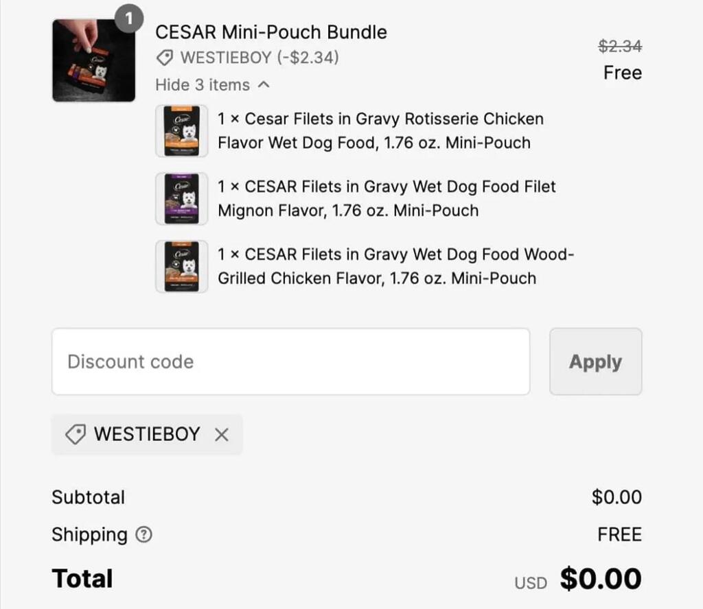 Free Cesar Mini Pouches Bundle With Free Shipping