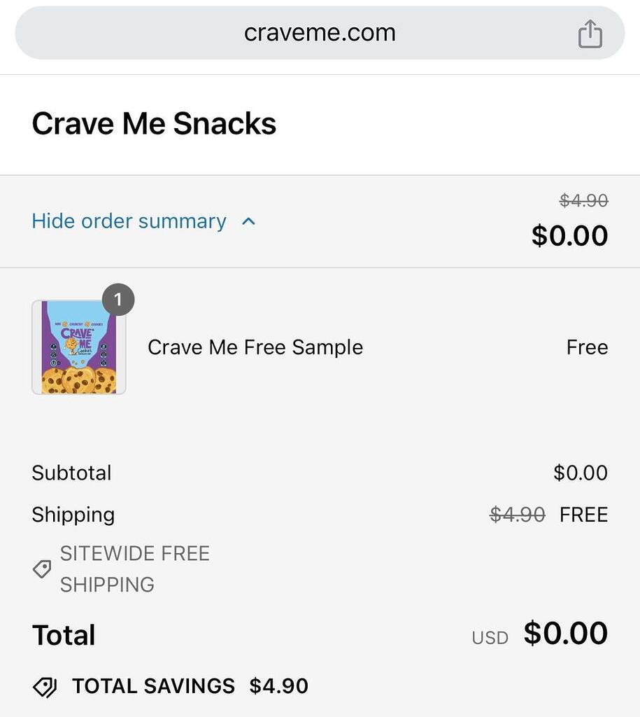 Crave Me Free Cookie Pack Samples W/ Free S&Amp;H