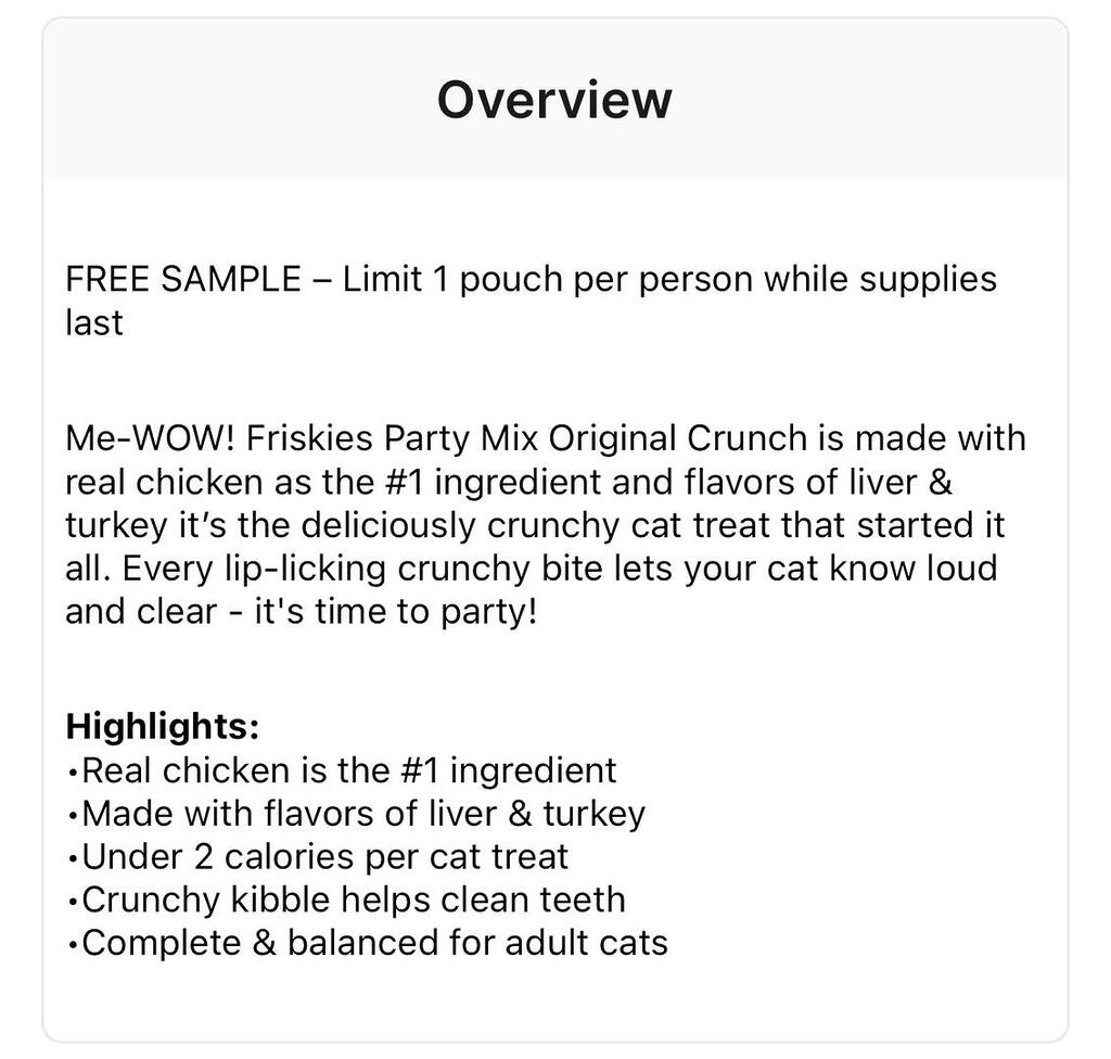 Free Sample Of Friskies Party Mix Original Crunch Cat Treats!