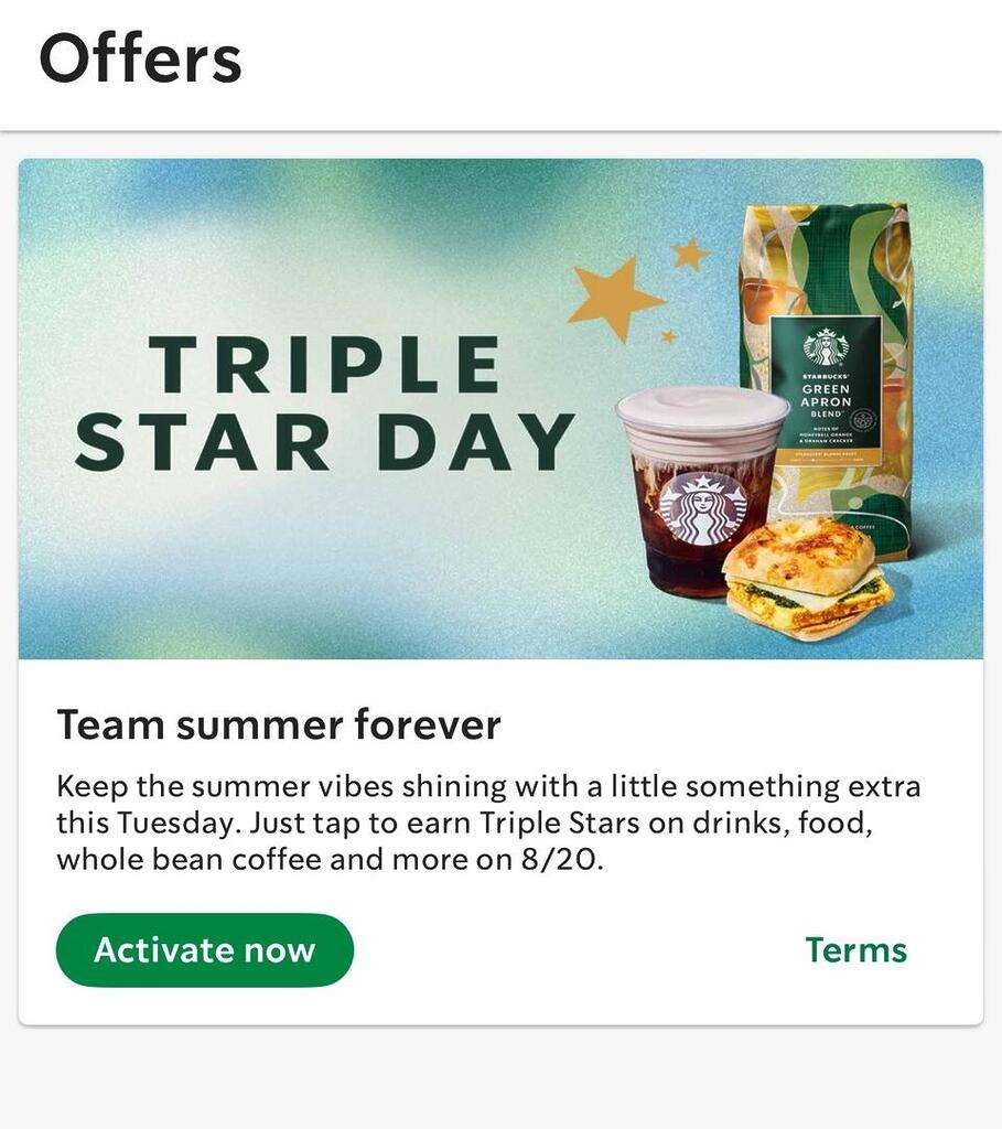 Starbucks Triple Stars Today August 20Th