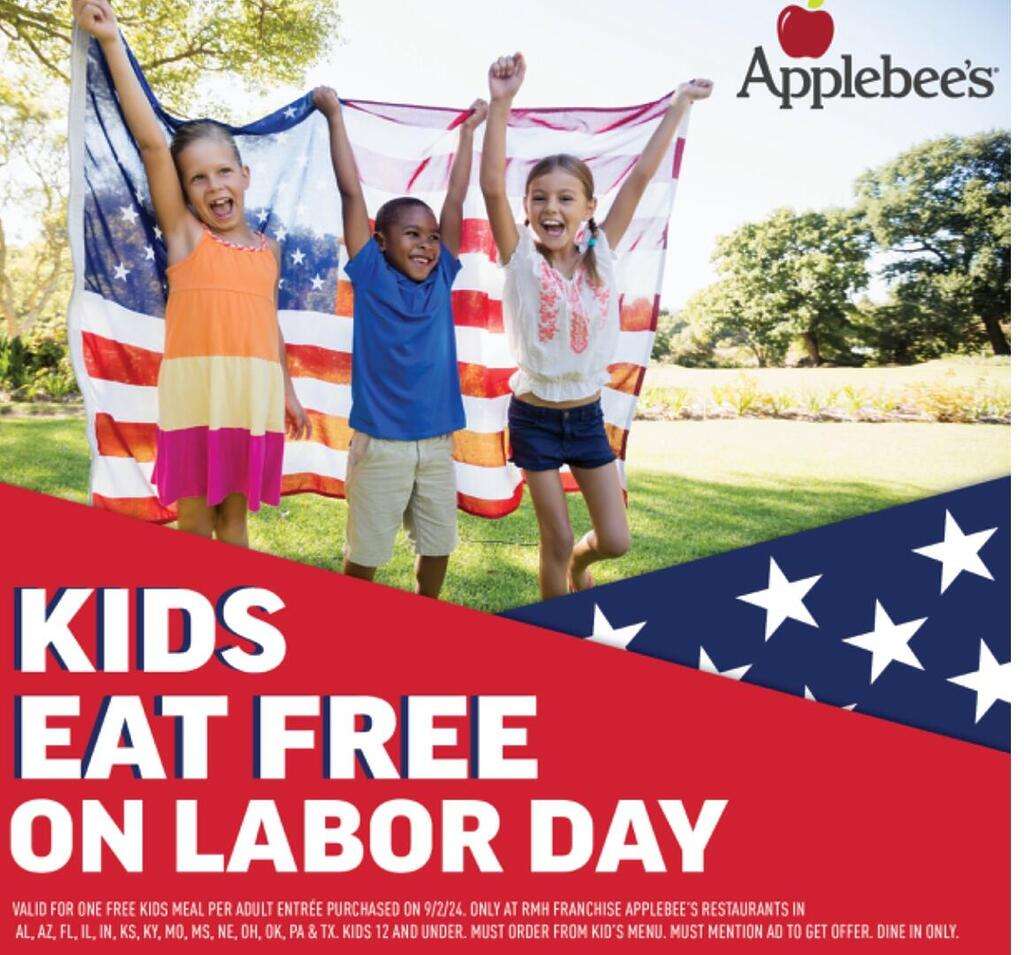 Kids Eat Free At Applebee’s This Labor Day 8/2/24