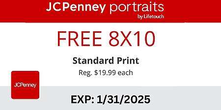 Free 8X10 Print At Jcpenney Portrait Studio! (Reg. $19.99)