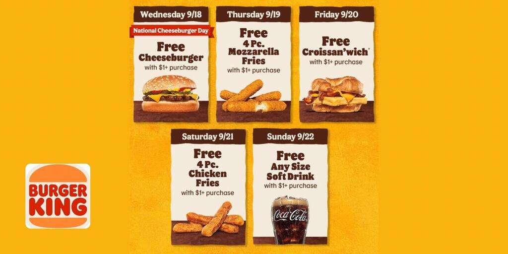 Free Food At Burger King All Week Long In Celebration Of National Cheeseburger Day!