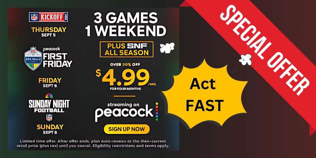 New Peacock’s Flash Sale Kick Off The Nfl Season With A $4.99 Offer!