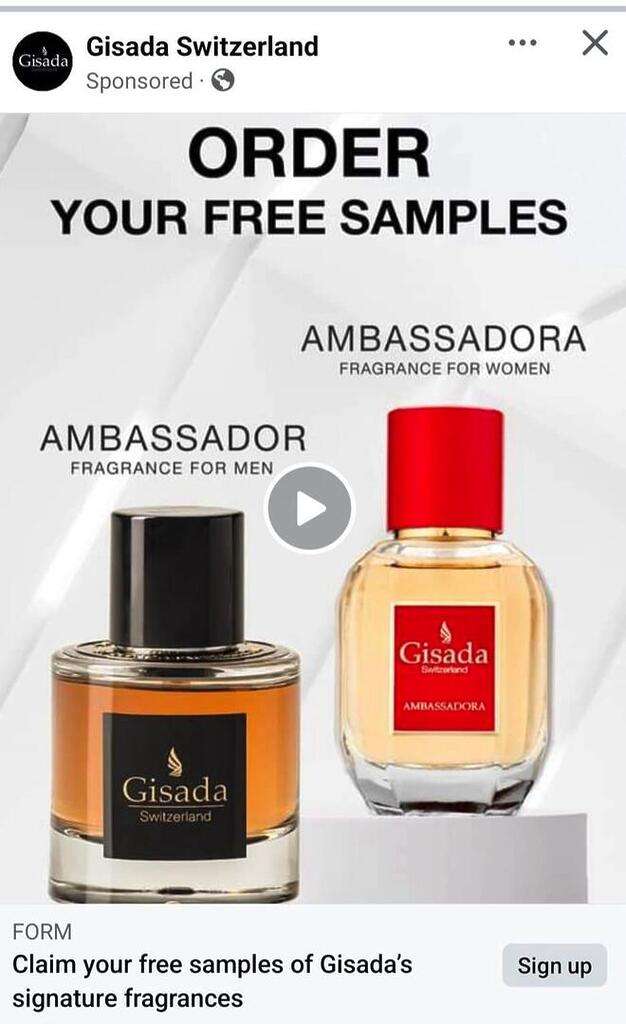 Free Gisada Ambassadora Fragrance Sample