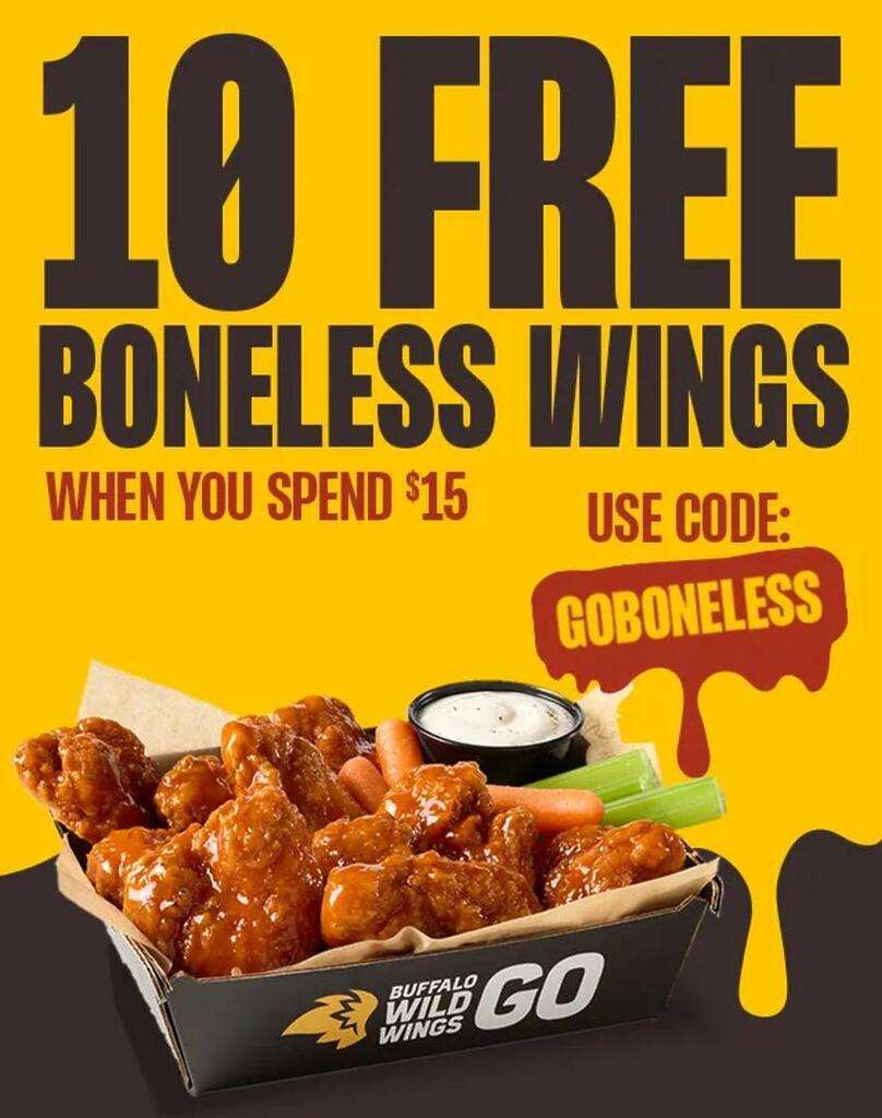 Get 10 Free Boneless Wings With Buffalo Wild Wings Go – Limited Time Offer!