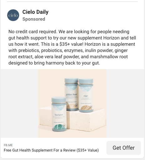 Free Full-Size Cielo Supplement Sample (Valued At $25-$52)