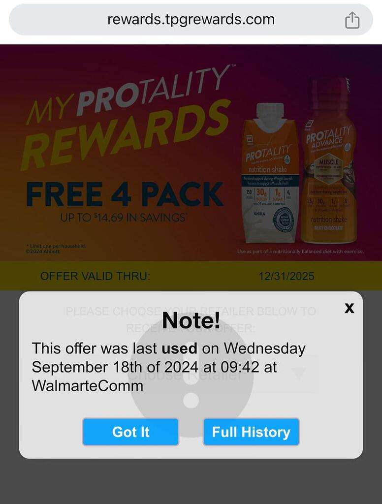 Get A Free 4-Pack Of Protality Nutritional Shakes – Digital Payment (Not A Coupon)