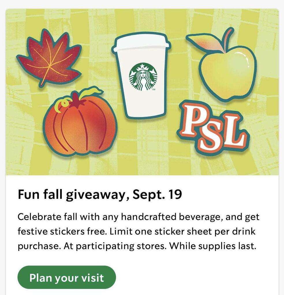 Free Festive Stickers At Starbucks On September 19, 2024!