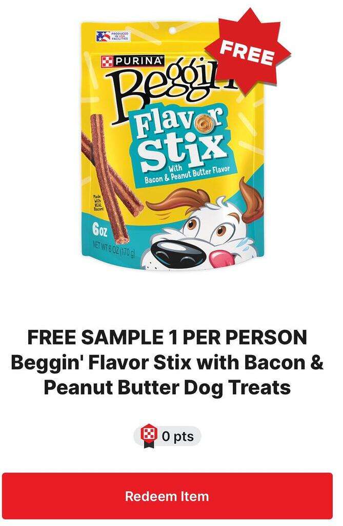 Free Bag Of Beggin’ Flavor Stix With Bacon And Peanut Butter Dog Treats!