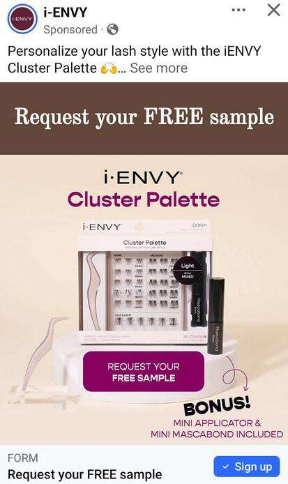 Free I-Envy Lashes Cluster Palette Sample!