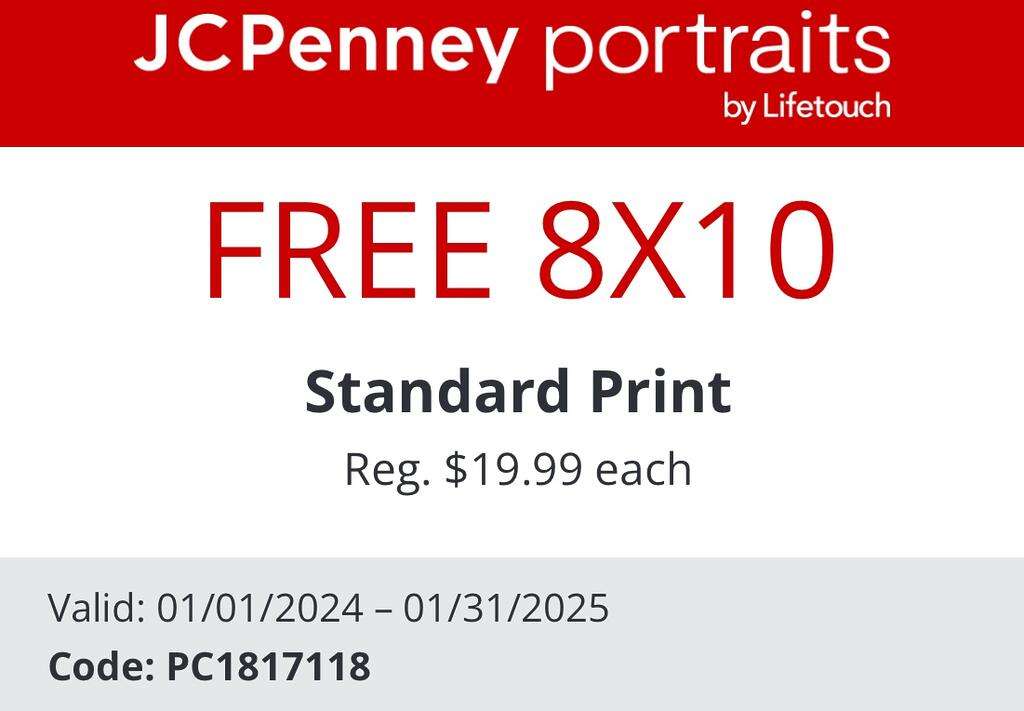 Free 8X10 Print At Jcpenney Portrait Studio! (Reg. $19.99)