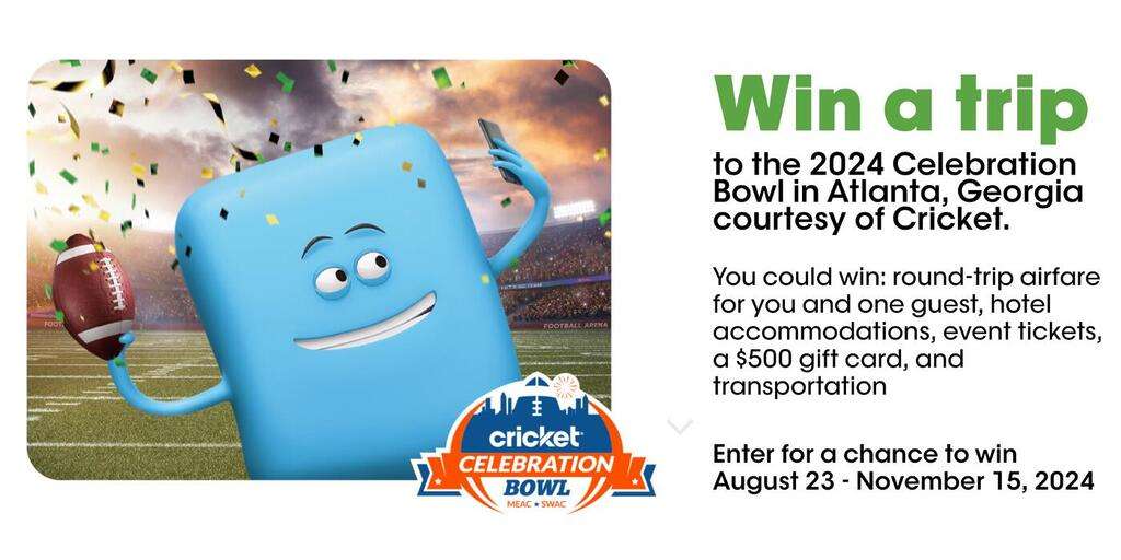 Enter The Cricket 2024 Celebration Bowl Sweepstakes—Win A Trip To The 2024 Celebration Bowl!