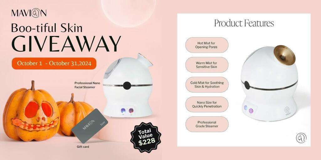 Enter Mavian Beauty’s Boo-Tiful Skin Giveaway – Win Professional Nano Steamer