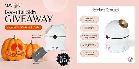 Enter Mavian Beauty’s Boo-Tiful Skin Giveaway – Win Professional Nano Steamer