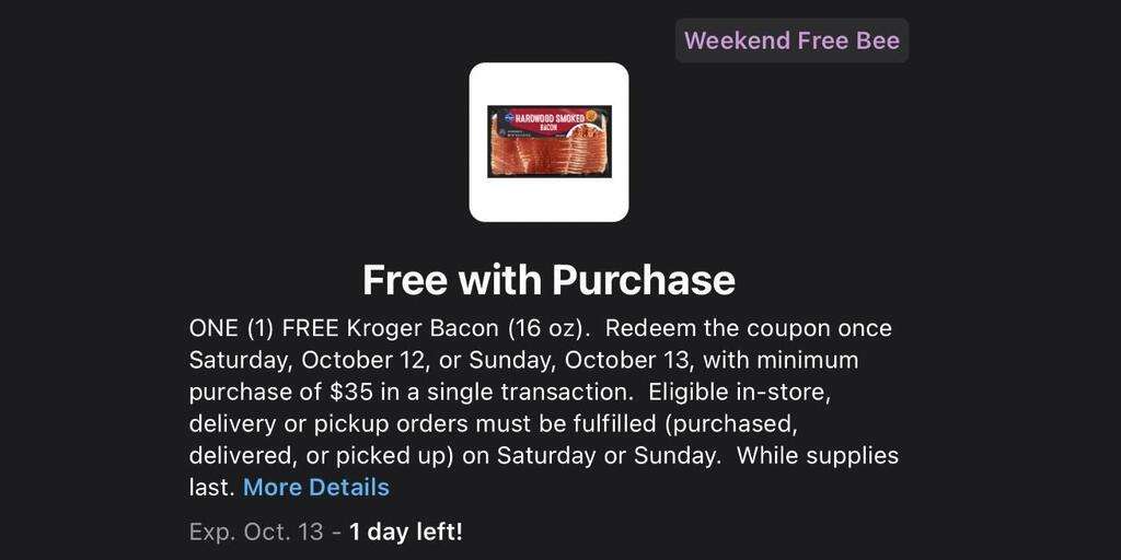 Get Free Kroger Bacon This Weekend Only – October 12-13!