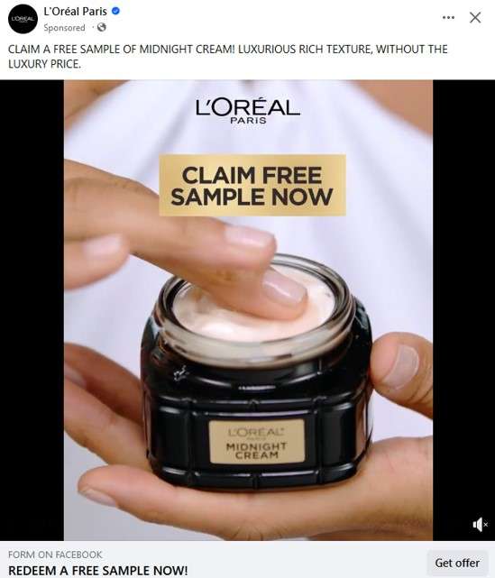 Free L’oréal Paris Midnight Cream Sample!