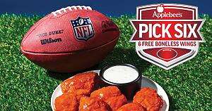 Starting Monday, October 7Th, 2024, Applebee’s Is Offering Six Free Boneless Wings Every Monday After An Nfl Team Scores A Pick 6 During Sunday’s Game.