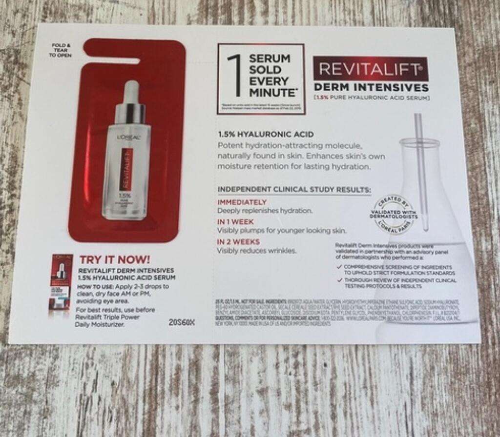 Free Sample Of Revitalift Derm Intensives 1.5% Pure Hyaluronic Acid Serum