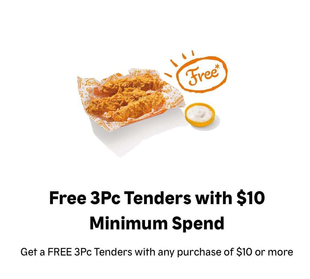 Free 3Pc Tenders With A $10+ Order At Popeyes*