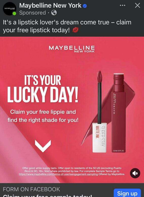 Free Maybelline New York Super Stay Matte Ink Lipstick Sample