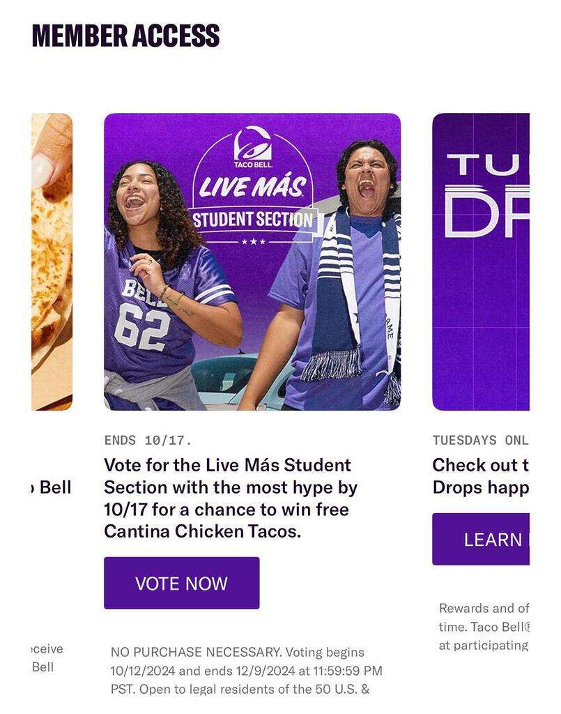 Get A Free Taco When You Vote For Taco Bell’s Live Más Student Section – Limited Time Offer!