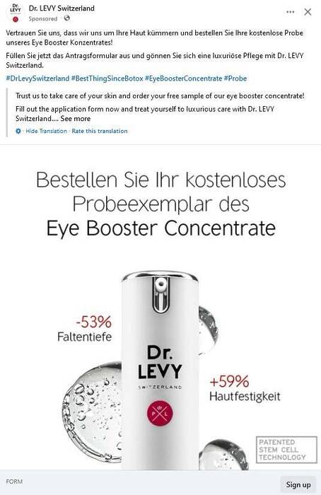 Free Dr. Levy Switzerland Eye Booster Concentrate Samples