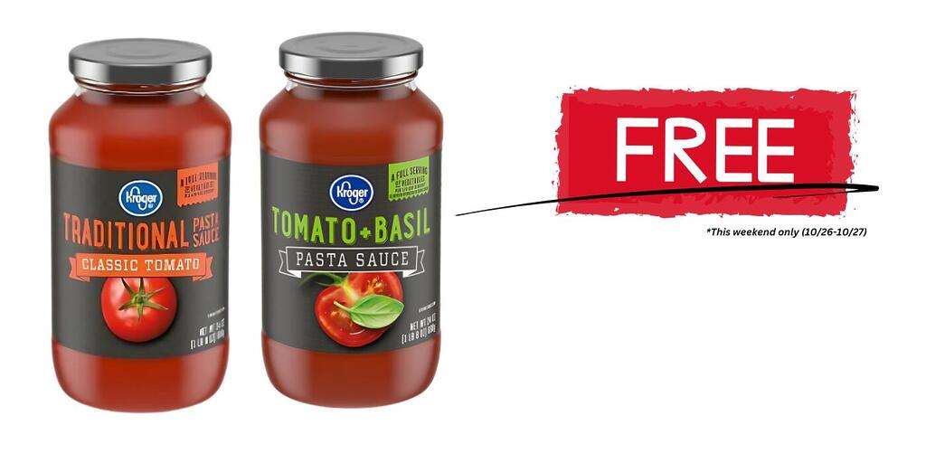 Free Kroger Pasta Sauce – This Weekend Only (October 26-27)!