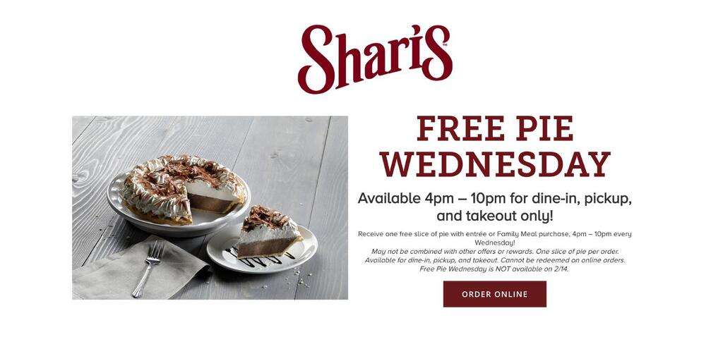 Free Pie Wednesday At Shari'S Restaurant