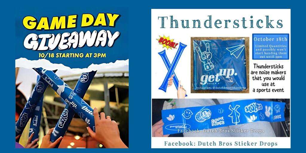 Free Thundersticks With Any Drink Purchase At Dutch Bros Today At 3Pm