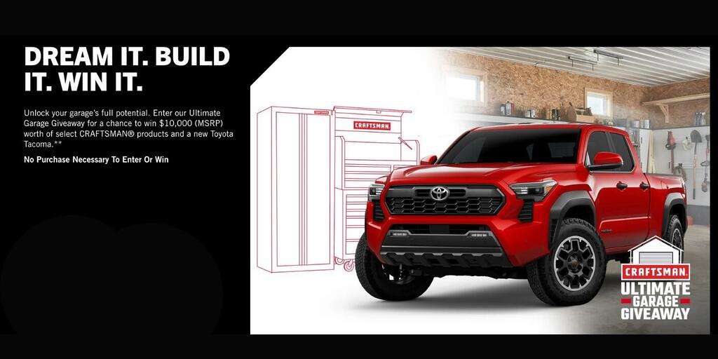 Win A 2024 Toyota Tacoma Truck &Amp; A Craftsman Ultimate Garage Makeover Prize Pack!