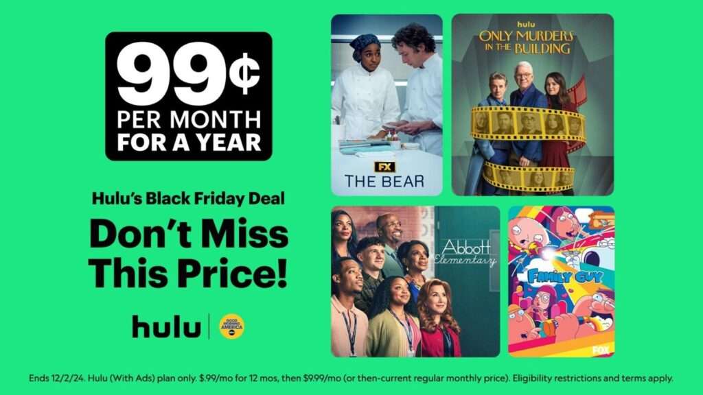 Hulu Black Friday Promo: $0.99/Month For A Year – Don’t Miss Out!