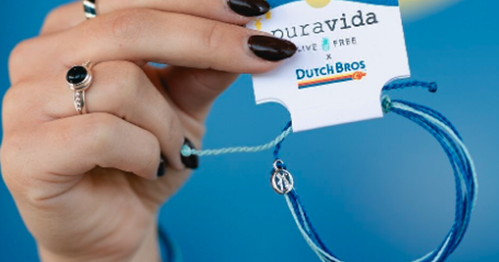 Get A Free Pura Vida X Dutch Bros Bracelet Today With A Large Drink Purchase – Starting At 5Pm!