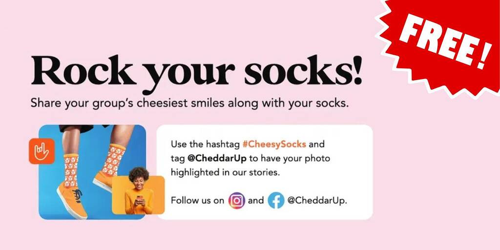 Free Pair Of Cheddar Up Socks With Free Shipping – No Payment Required!