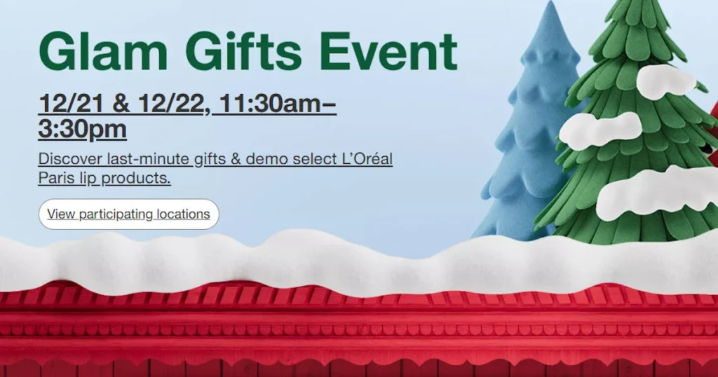 Free Glam Gifts Event At Target On 12/21 And 12/22