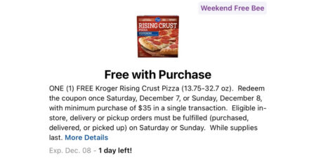 Free Kroger Rising Crust Pizza With Your Weekend Grocery Run