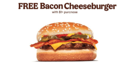 Free Bacon Cheeseburger With $1 Purchase At Burger King (Today Only)