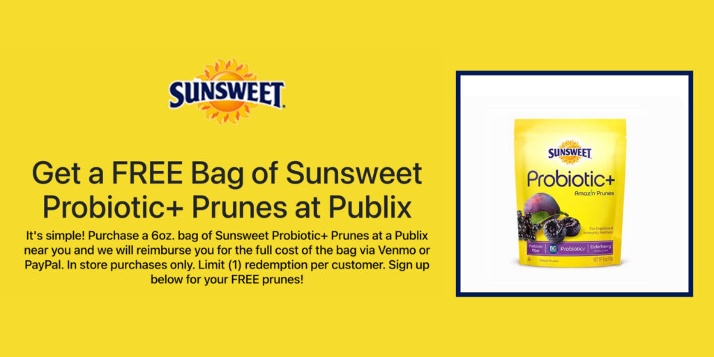 Free Sunsweet Probiotic+ Prunes Bag At Publix (Westock Rebate Required)