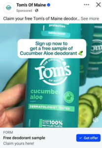 Possible Free Toms Of Maine Cucumber Aloe Deodorant Sample!