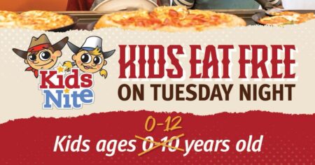 Looking For A Family-Friendly Dinner Option That’s Also Budget-Friendly? Look No Further! Pizza Ranch Is Offering A Free Kid’s Buffet Every Tuesday Night With The Purchase Of An Adult Buffet At Regular Price.