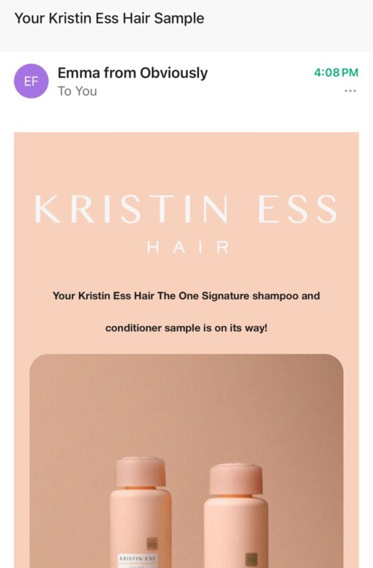 Run! Free Kristin Ess Hair Shampoo &Amp; Conditioner Samples