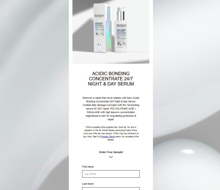 Free Sample Of Redken Acidic Bonding Concentrate 24/7 Night &Amp; Day Serum